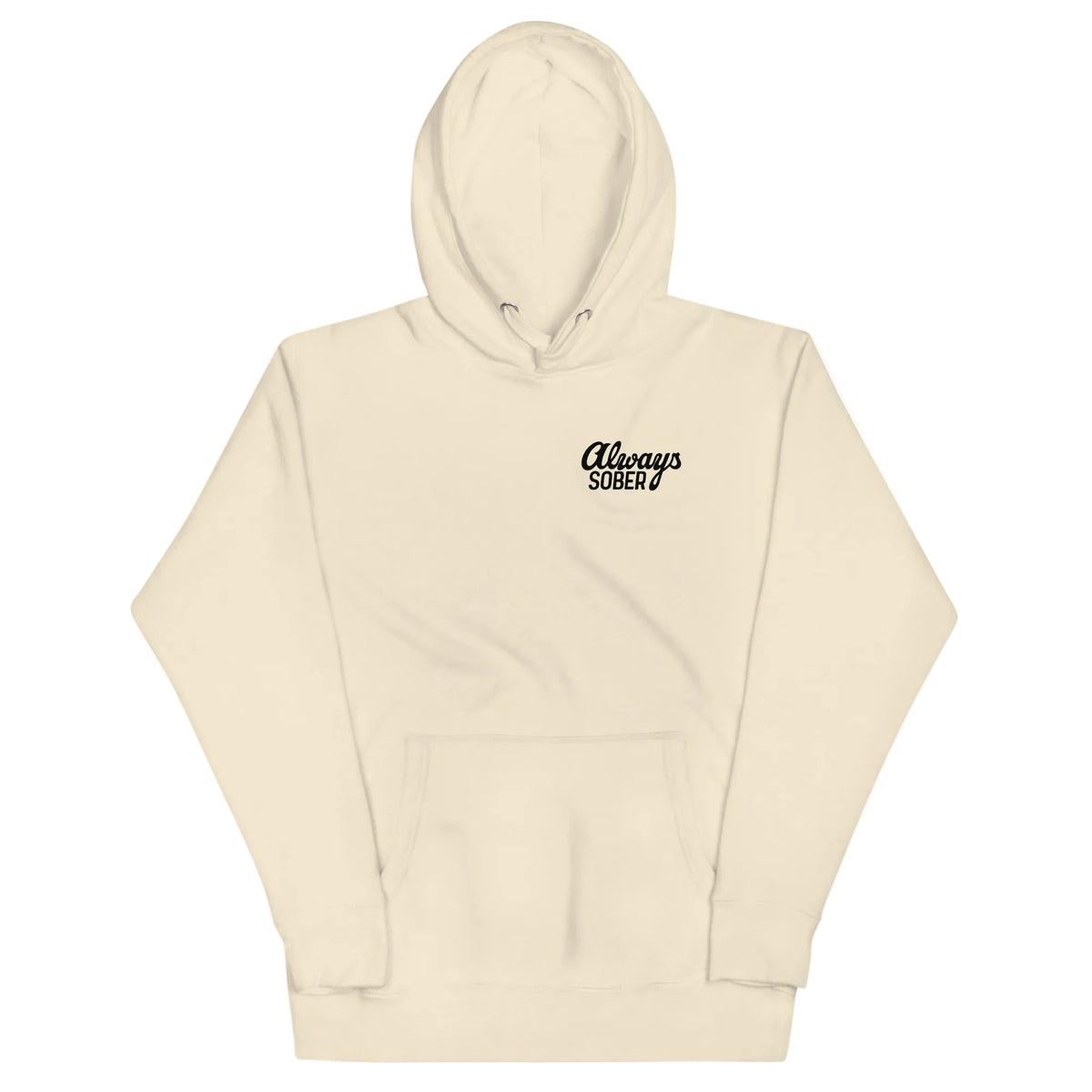 bone hoodie with black writing and black design