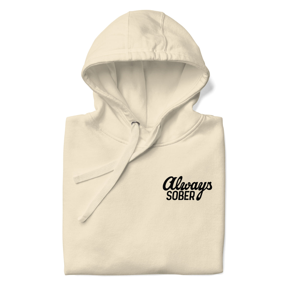 bone hoodie with black writing and black design